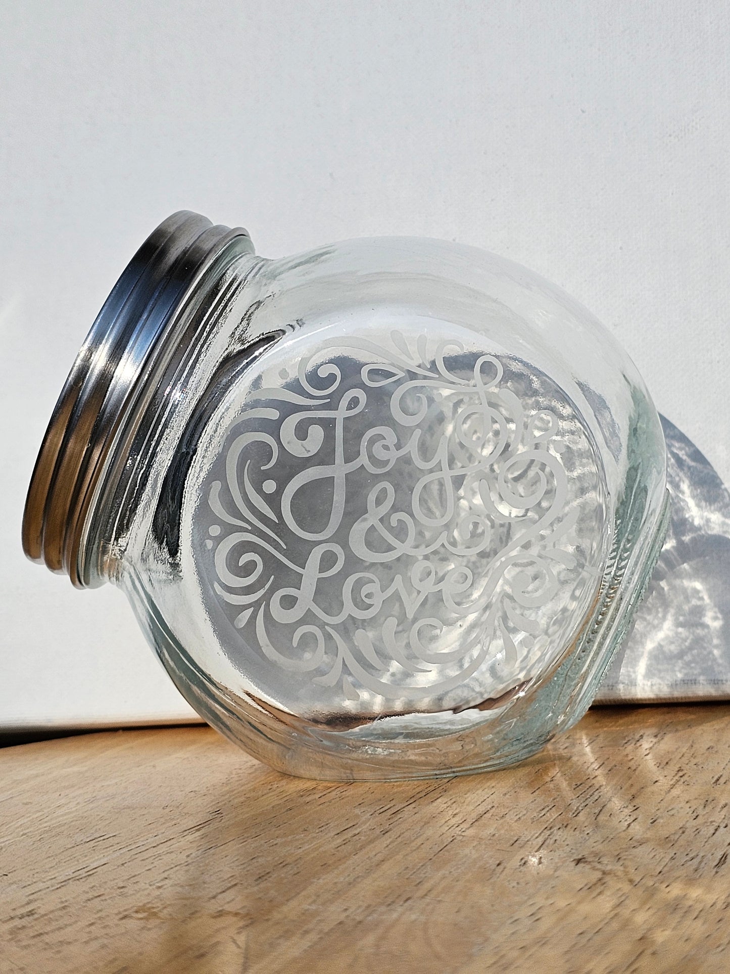 Etched Glass Candy Jar