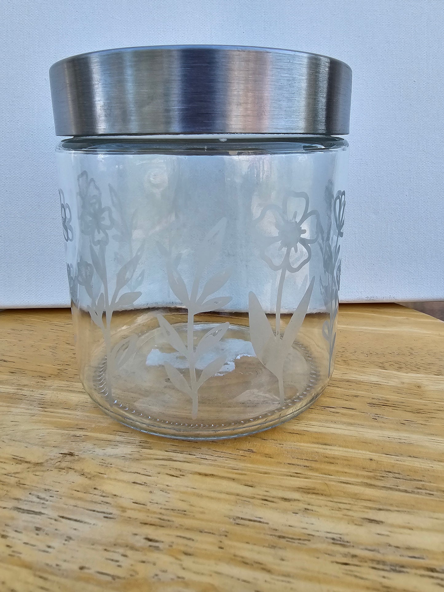 Glass Etched Jar