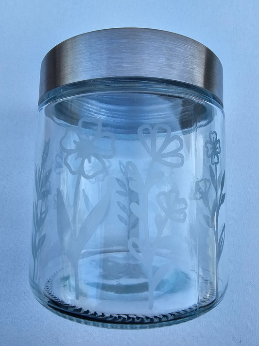 Glass Etched Jar
