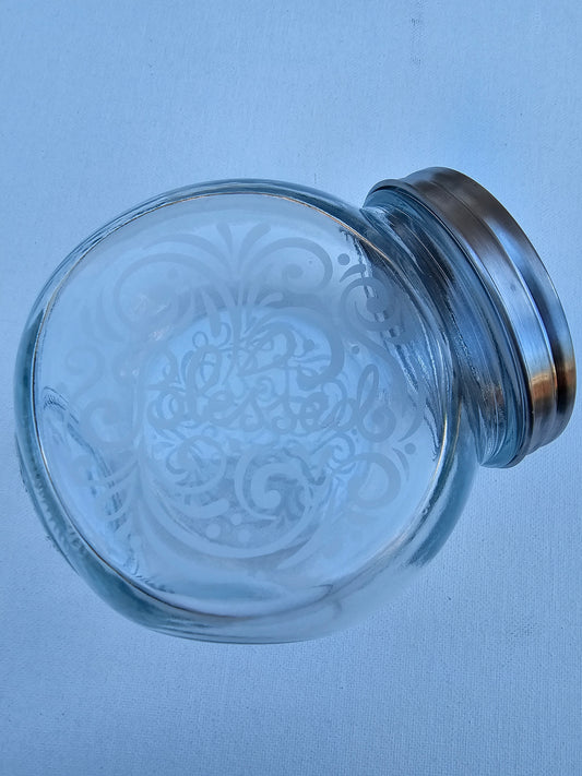 Etched Glass Candy Jar