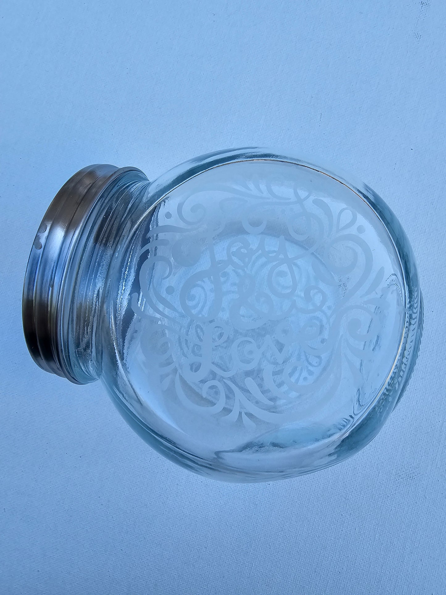 Etched Glass Candy Jar