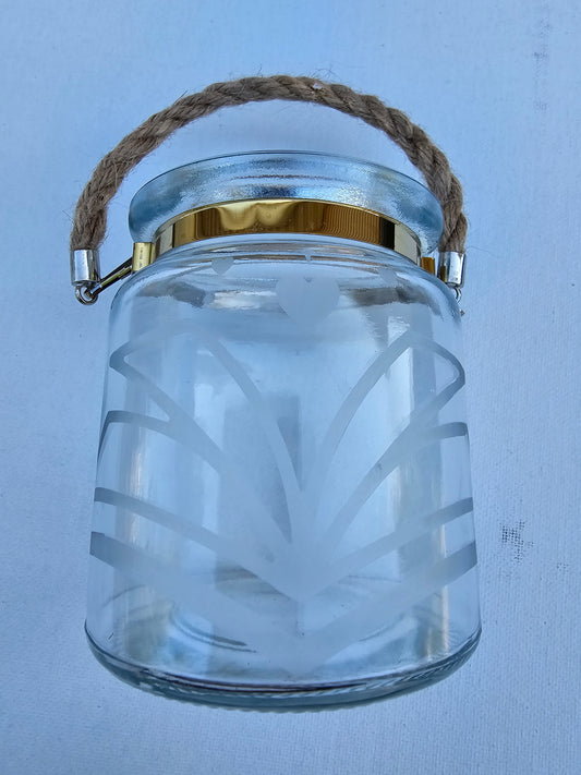 Glass Etched Votive Holder