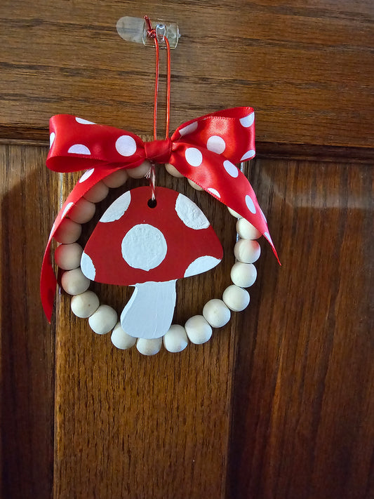 Mushroom Wood Bead Wreath